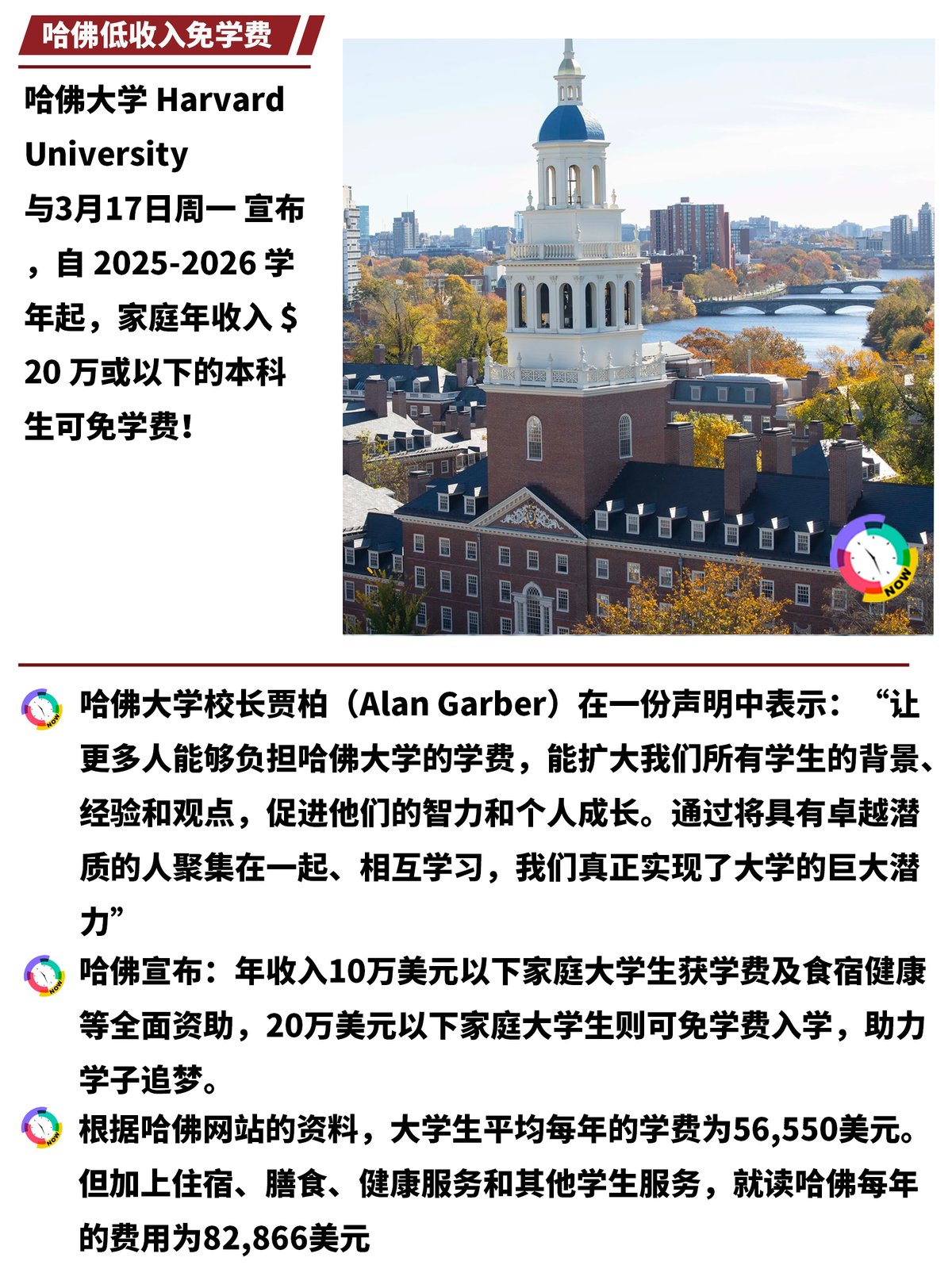 哈佛 Harvard 重磅宣布:家庭年收入低免学费 图 2