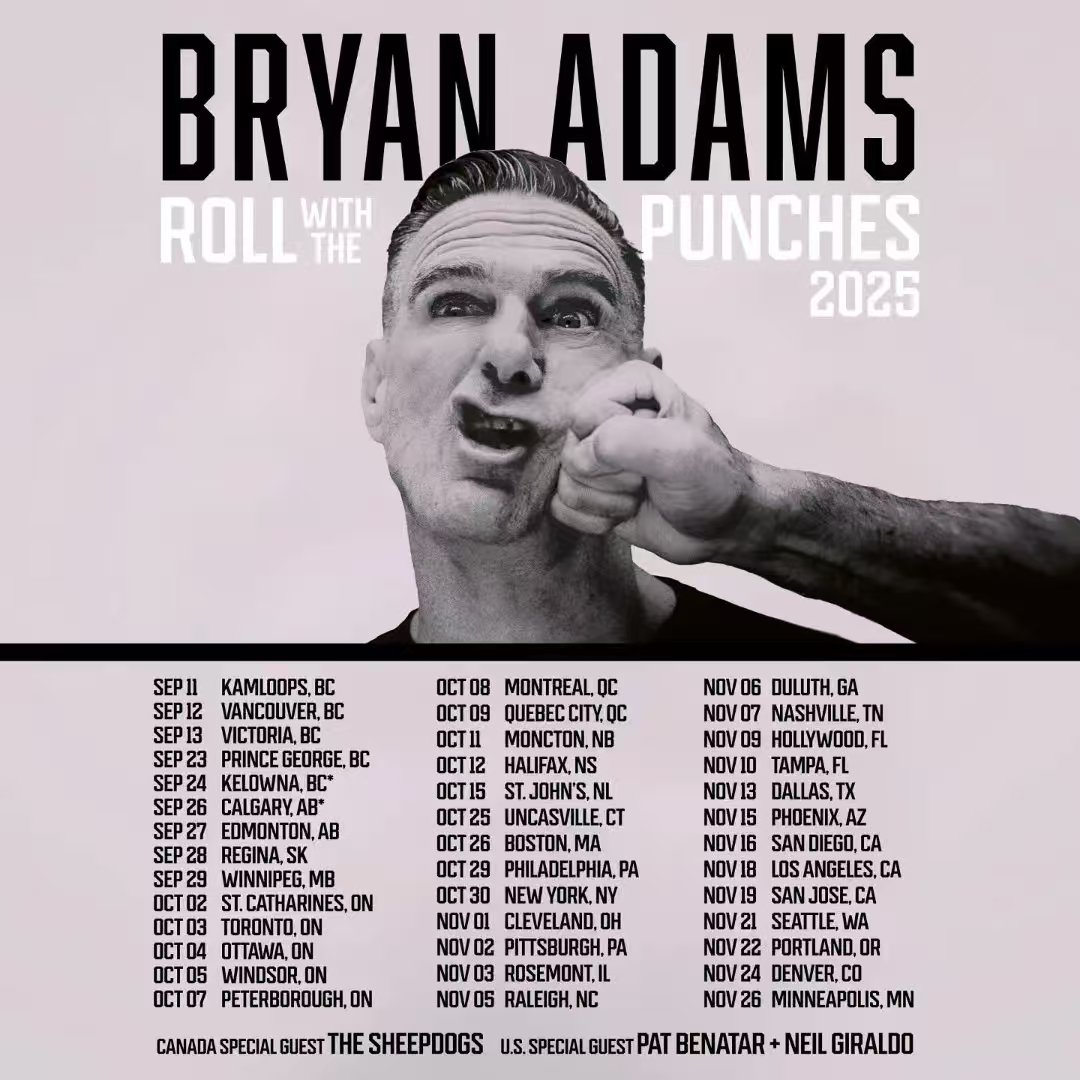 🎸北美乐迷注意!Bryan Adams 2025巡演来 图 1