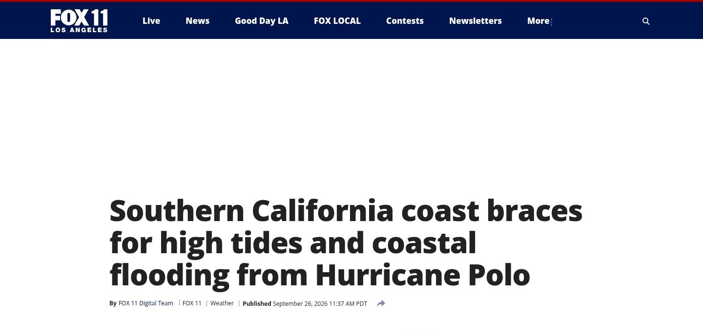 Southern California coast braces for high tides and coastal flooding from Hurricane Polo