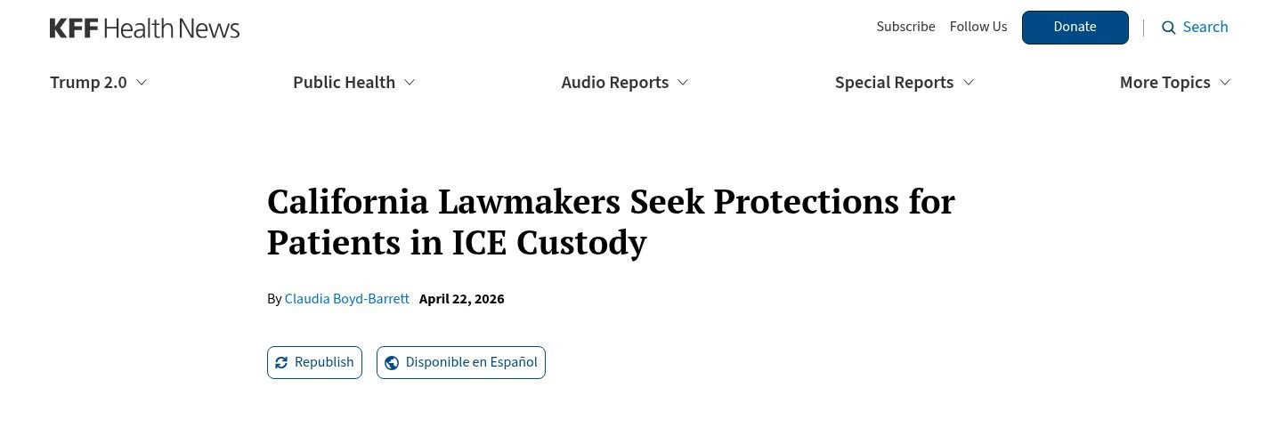 California Lawmakers Seek Protections for Patients in ICE Custody
