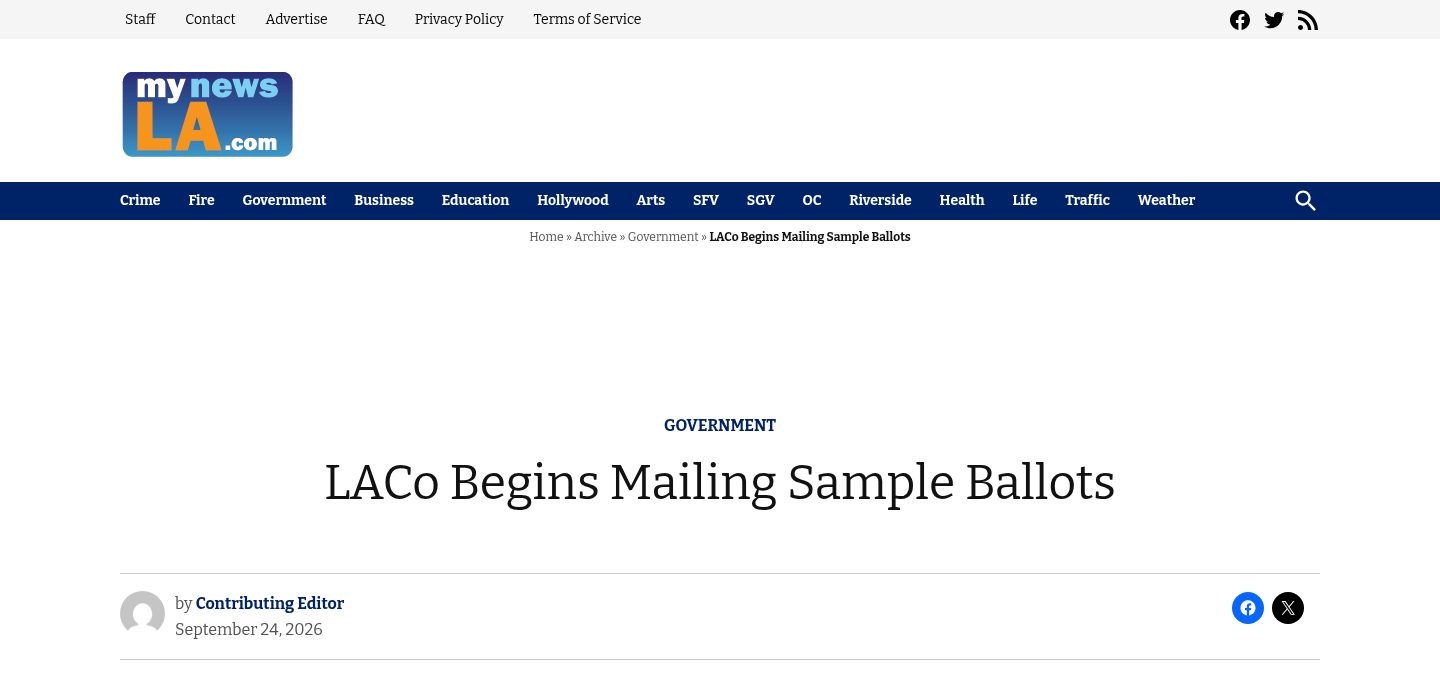 LACo Begins Mailing Sample Ballots
