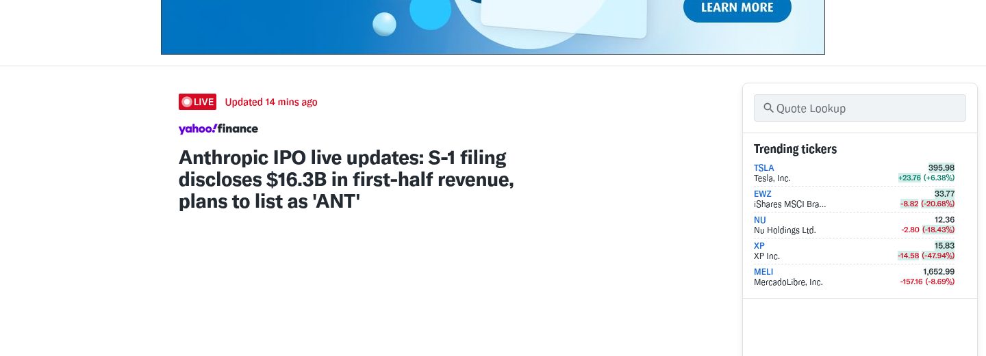 Anthropic IPO live updates: S-1 filing discloses $16.3B in first-half revenue, plans to list as 'ANT'