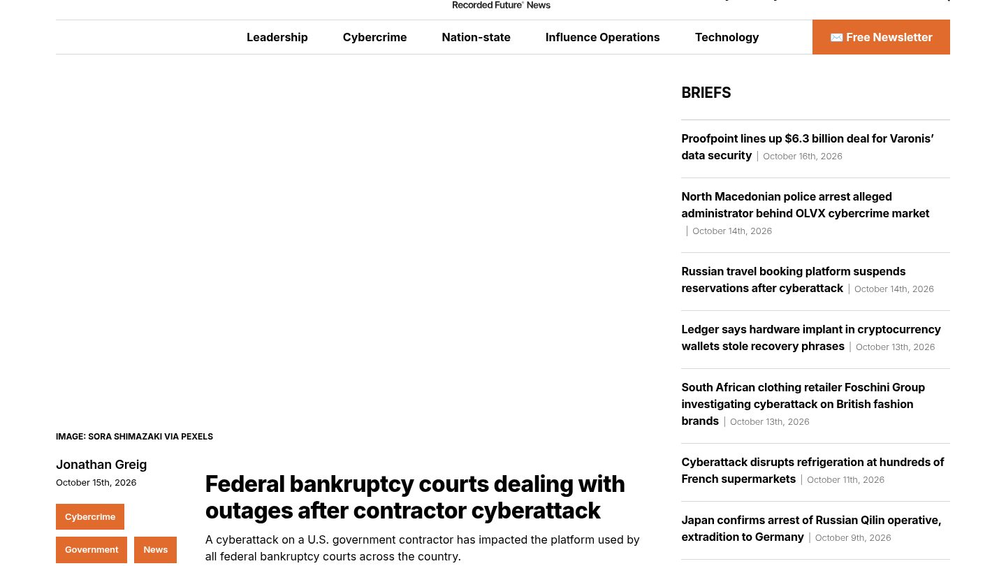 Federal bankruptcy courts dealing with outages after contractor cyberattack