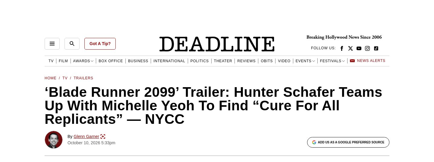 'Blade Runner 2099' Trailer: Hunter Schafer Teams Up With Michelle Yeoh To Find "Cure For All Replicants" — NYCC