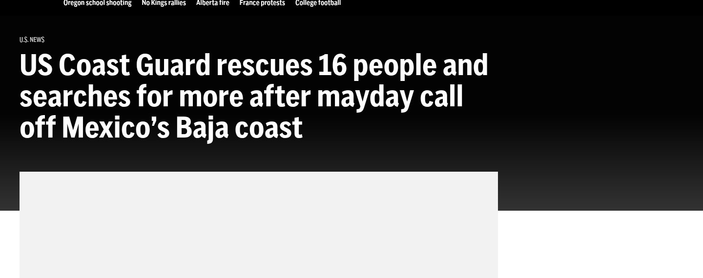 US Coast Guard rescues 16 people off Mexico's Baja coast