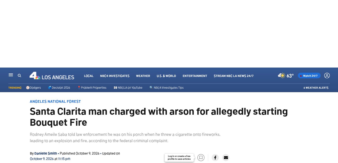 Santa Clarita man charged with arson for allegedly starting Bouquet Fire