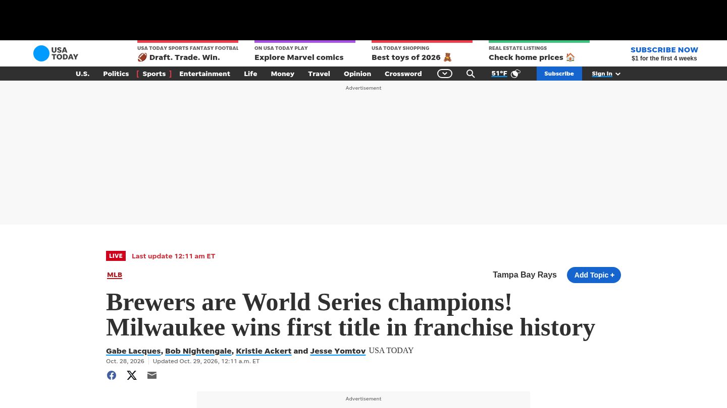 Brewers are World Series champions! Milwaukee wins first title in franchise history