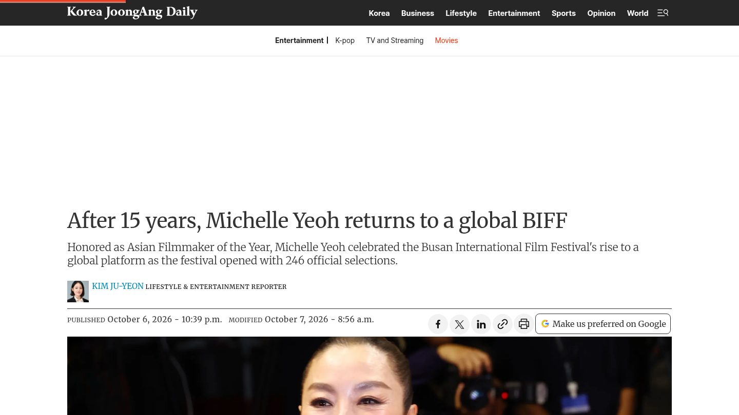 Michelle Yeoh honored at 2026 Busan International Film Festival opening