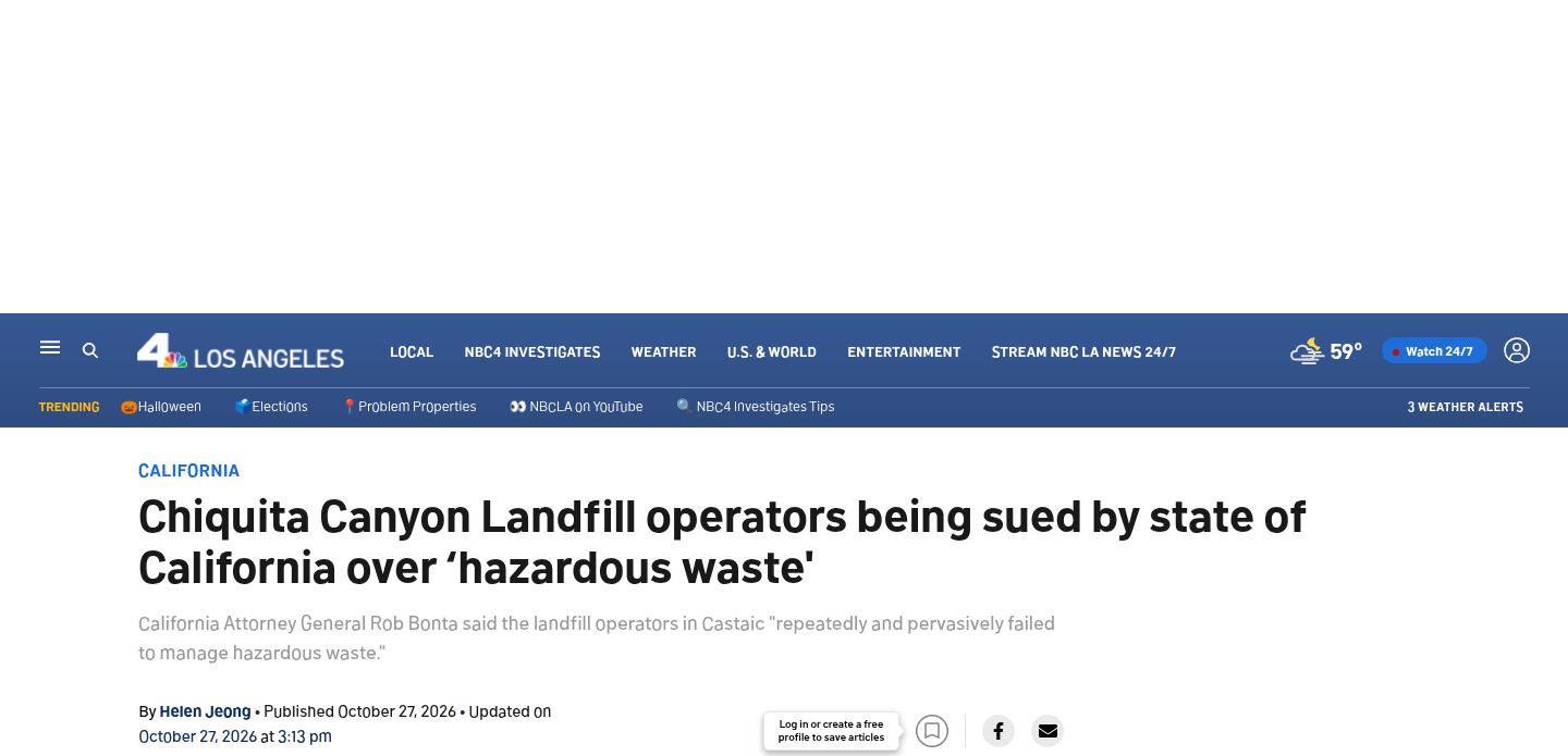 Chiquita Canyon Landfill operators being sued by California