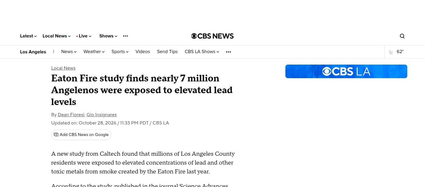 Eaton Fire study finds nearly 7 million Angelenos were exposed to elevated lead levels