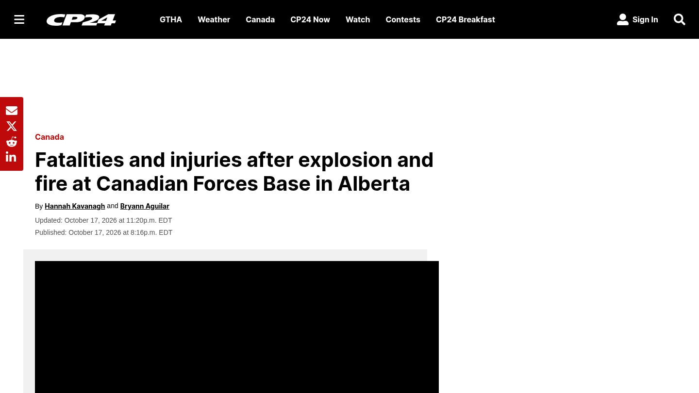 CFB Wainwright fire: fatalities confirmed(国防部长)