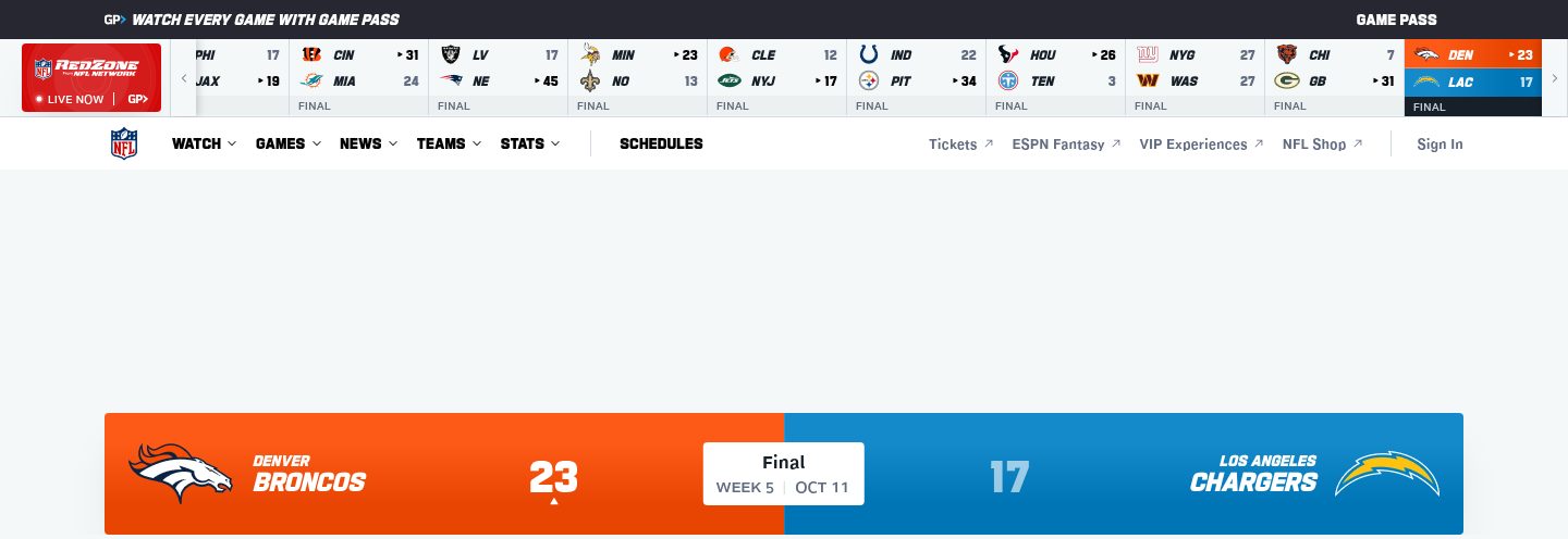 Denver Broncos at Los Angeles Chargers 2026 REG 5