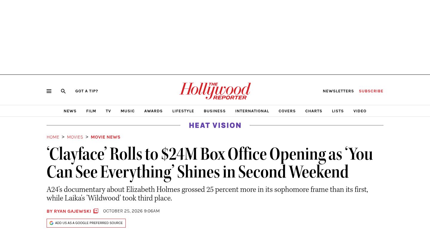 'Clayface' Rolls to $24M Box Office Opening as 'You Can See Everything' Shines in Second Weekend