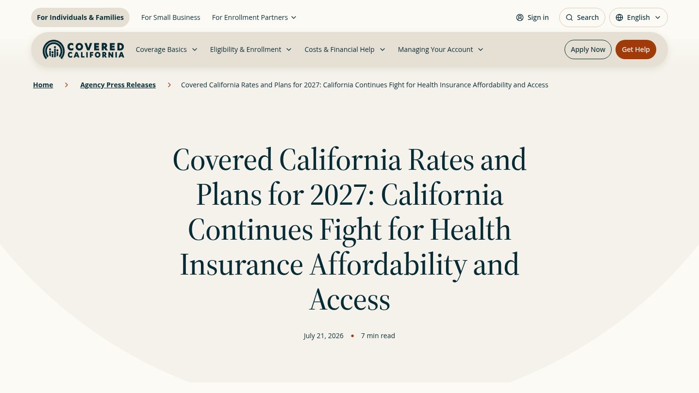 Covered California Rates and Plans for 2027: California Continues Fight for Health Insurance Affordability and Access