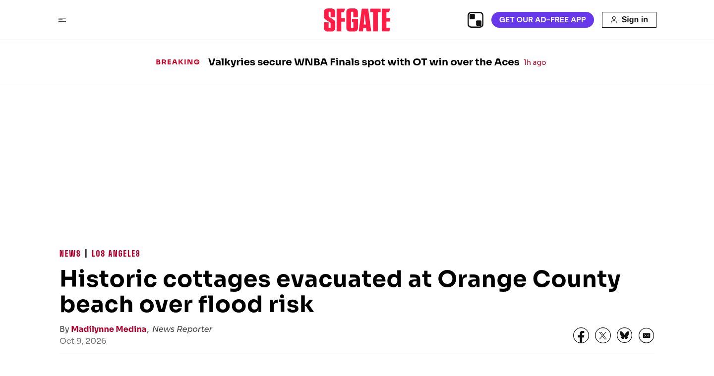 Historic cottages evacuated at Orange County beach over flood risk