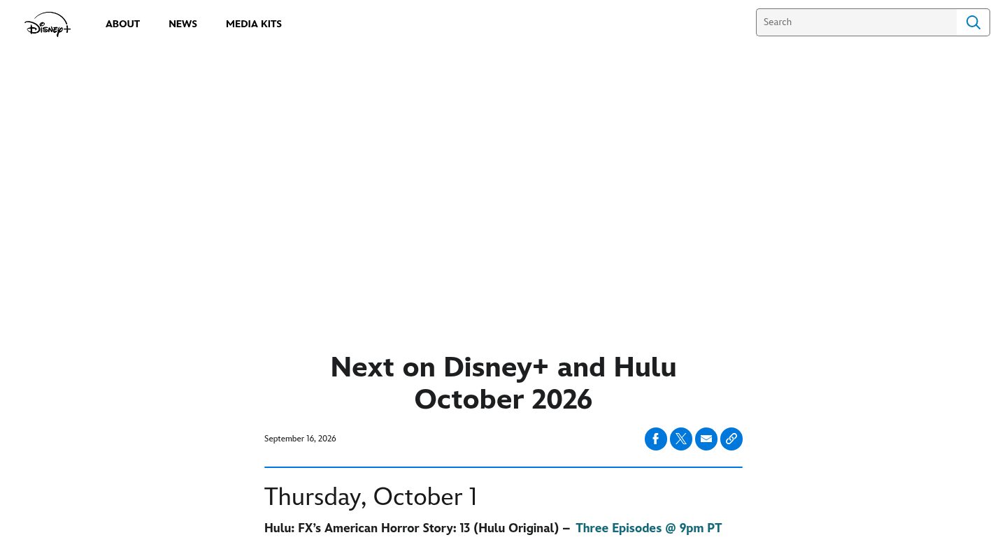 Next on Disney+ and Hulu: October 2026