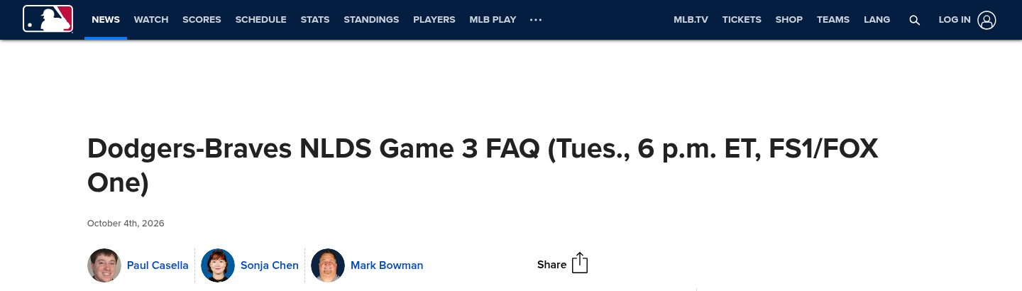 Dodgers-Braves NLDS Game 3 FAQ (Tues., 6 p.m. ET, FS1/FOX One)