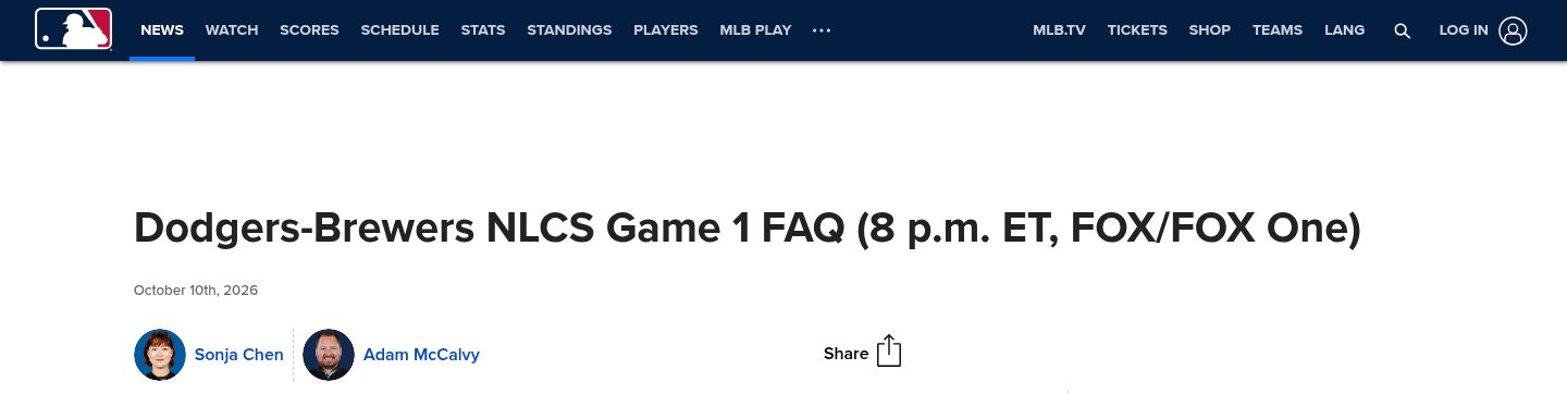 When is Dodgers vs. Brewers NLCS Game 1? Date, time and lineups