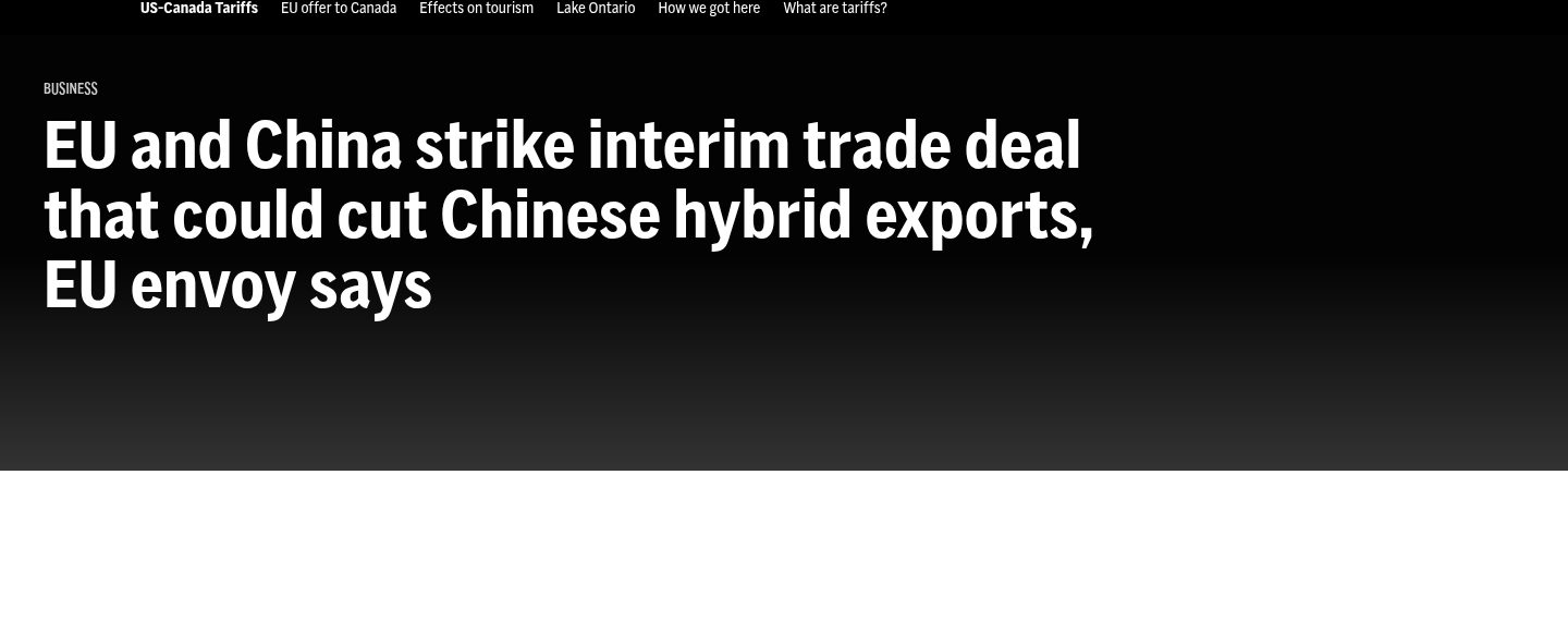 EU and China strike interim trade deal that could cut Chinese hybrid exports, EU envoy says