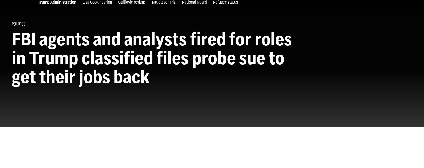 FBI agents fired for roles in Trump classified files probe sue