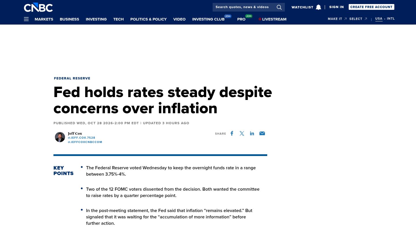 Fed holds rates steady despite concerns over inflation