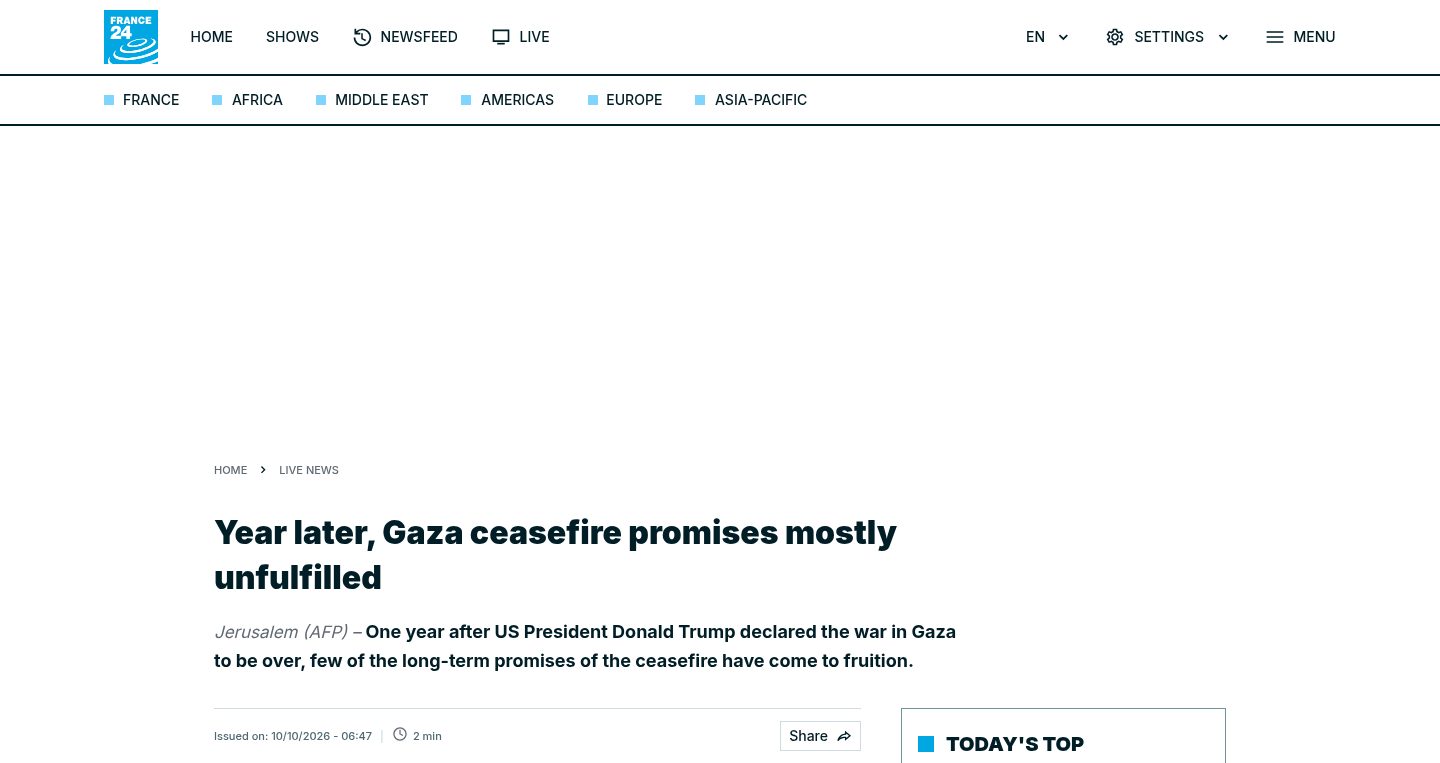 Year later, Gaza ceasefire promises mostly unfulfilled