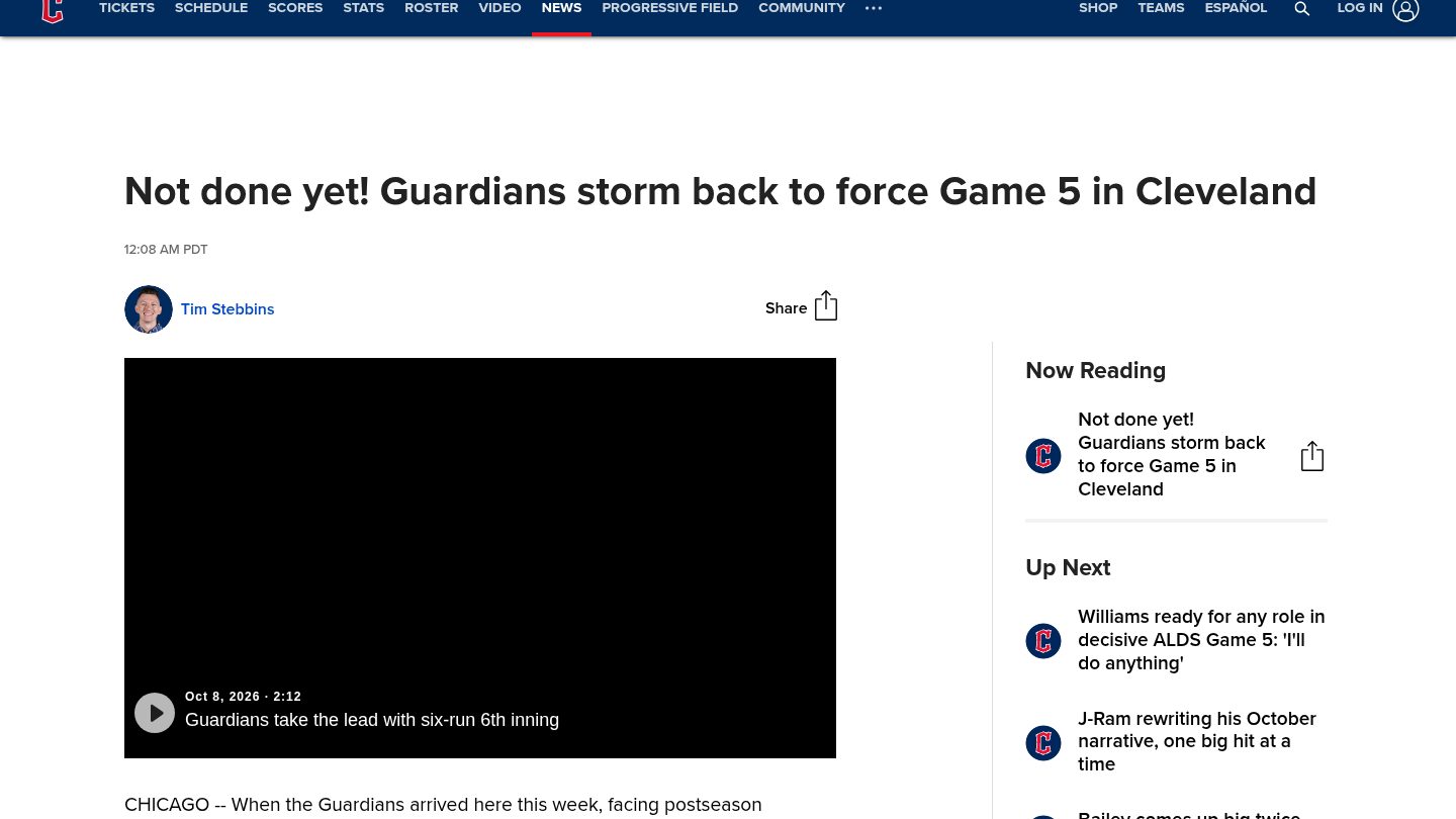 Not done yet! Guardians storm back to force Game 5 in Cleveland