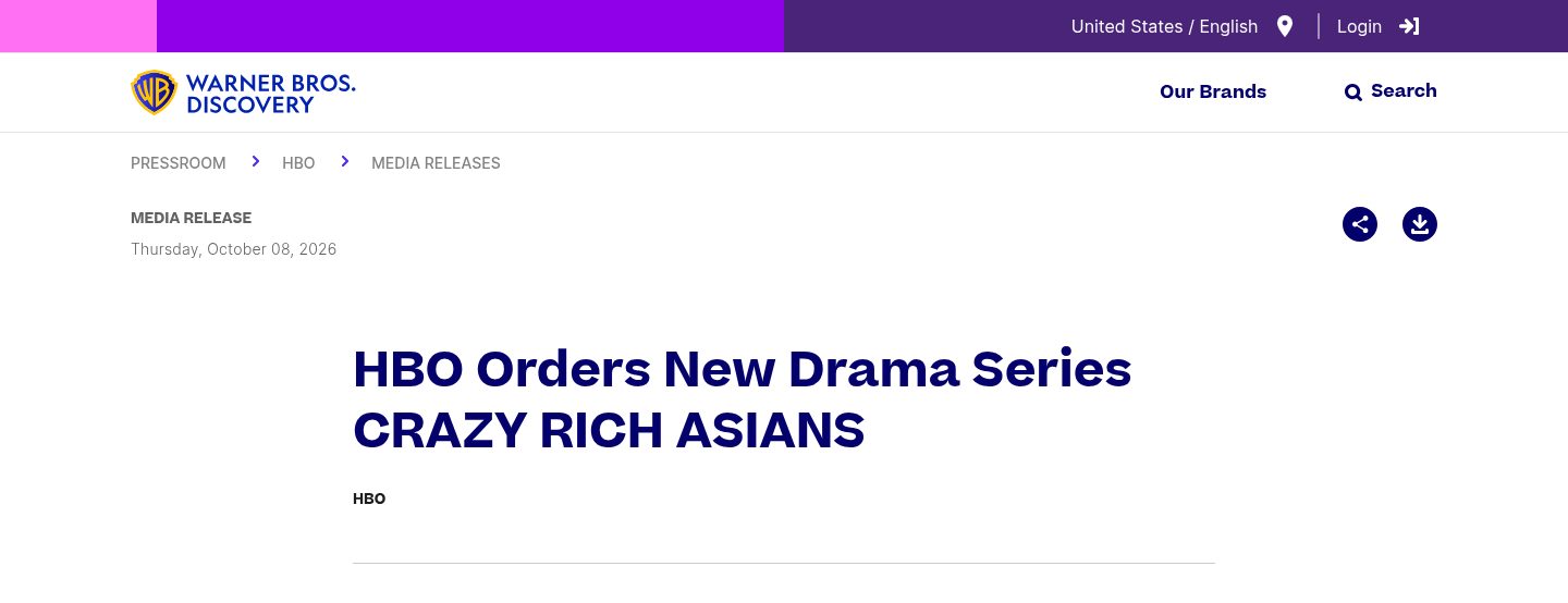 HBO Orders New Drama Series CRAZY RICH ASIANS