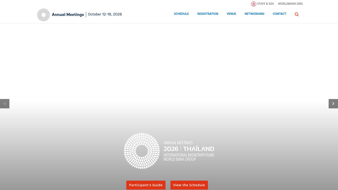 World Bank Group Annual Meetings October 12-18, 2026 — Bangkok