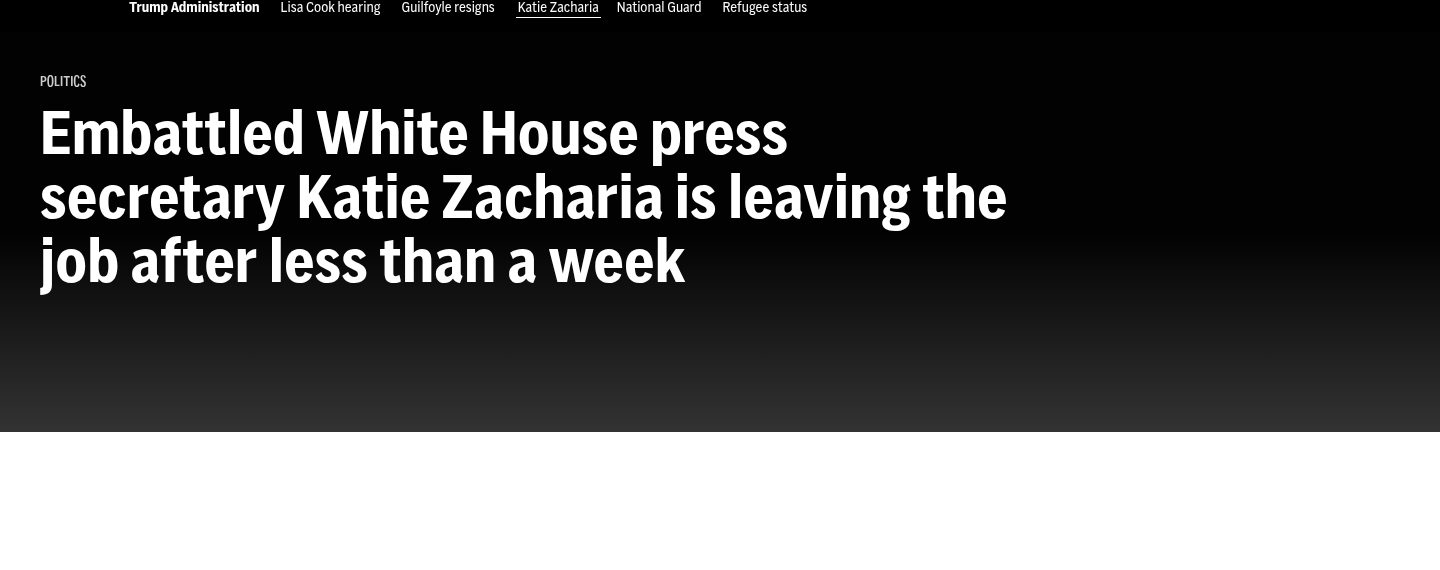 Katie Zacharia is departing as White House press secretary
