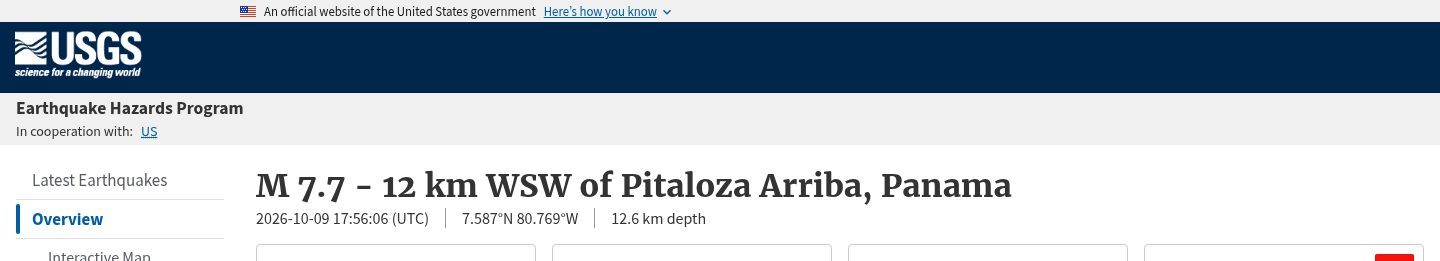 M 7.7 - 12 km WSW of Pitaloza Arriba, Panama