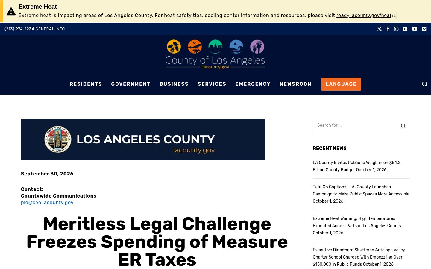 Meritless Legal Challenge Freezes Spending of Measure ER Taxes