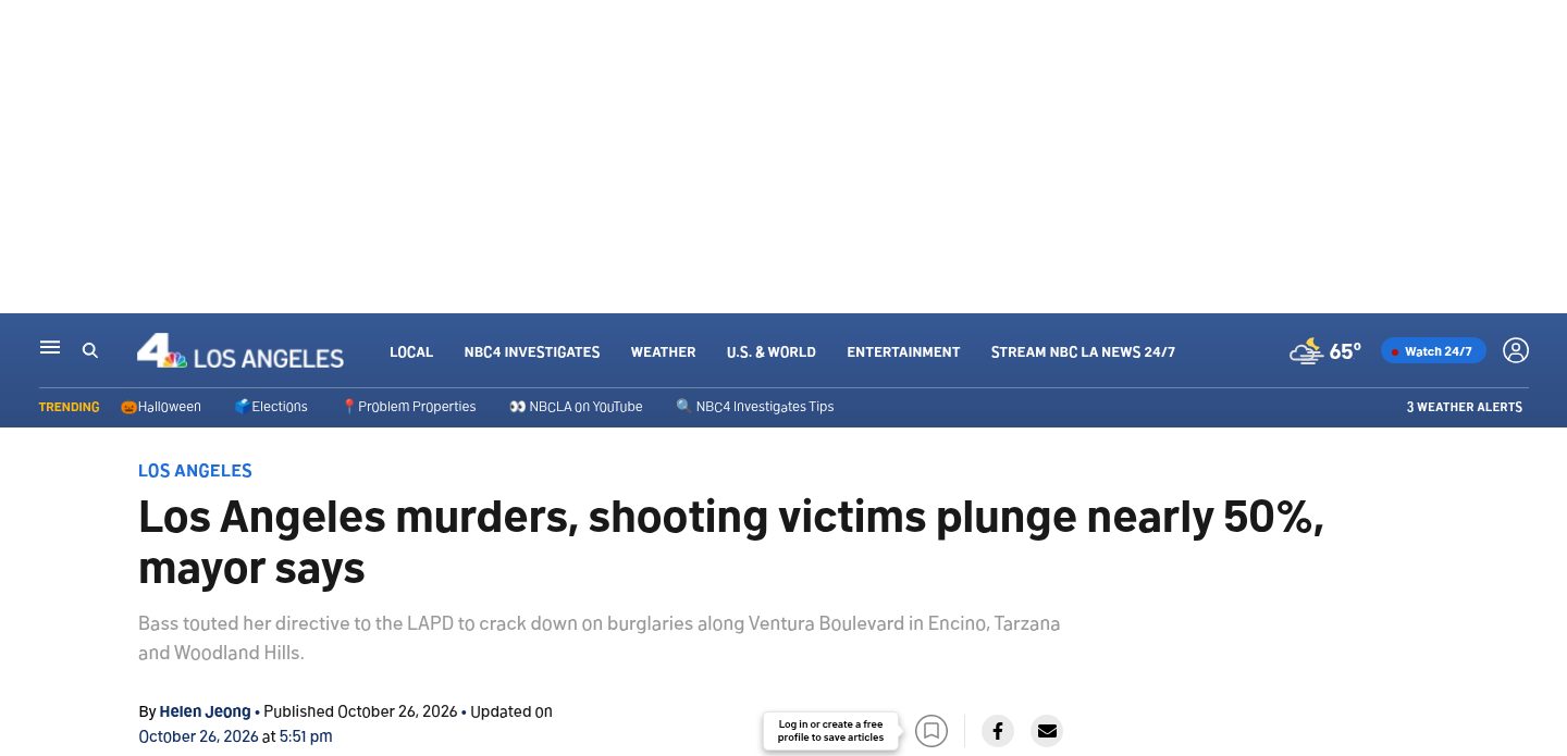 LA murders, shooting victims drop nearly 50%, mayor says