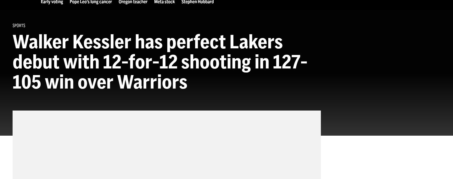 Lakers rout Warriors behind Walker Kessler's perfect shooting debut