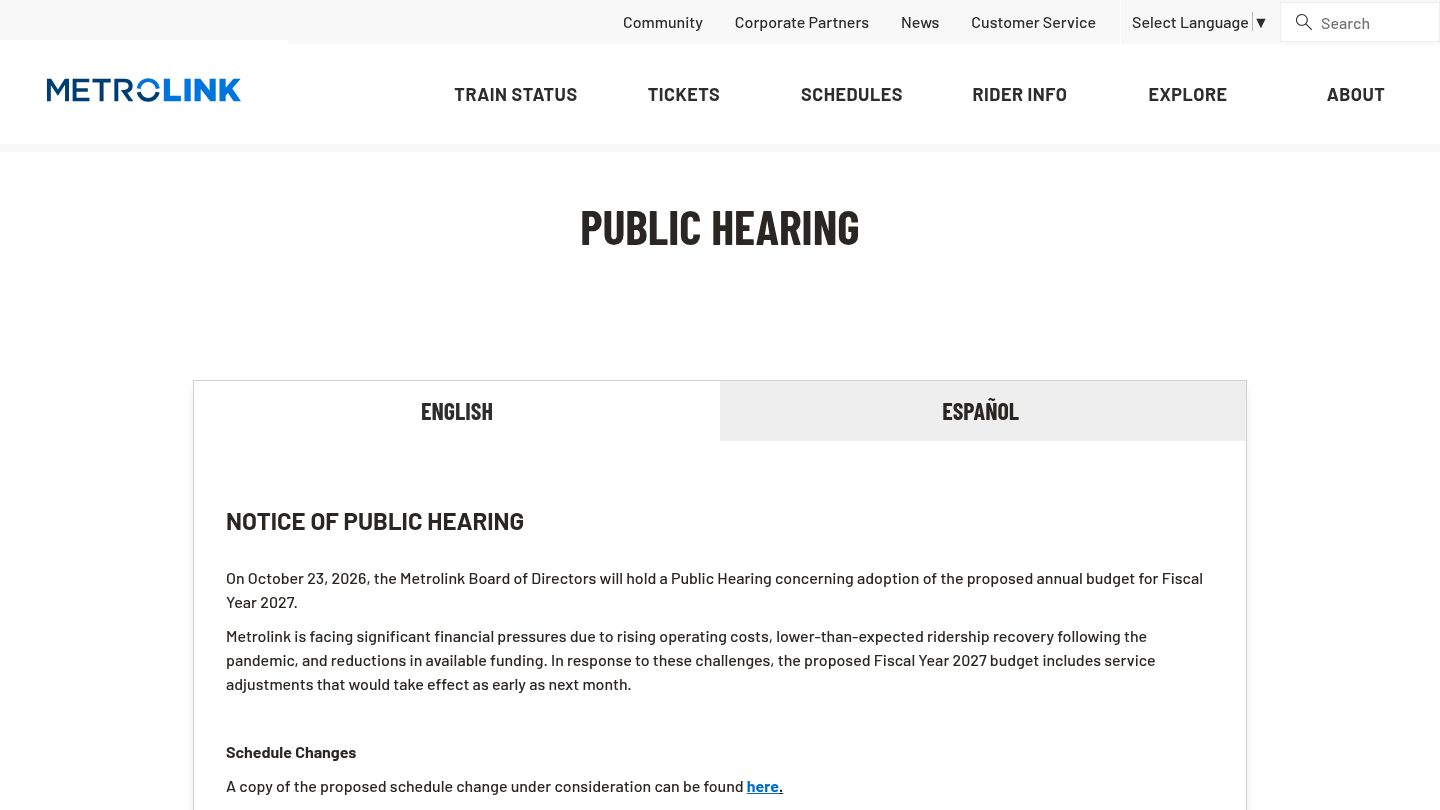 Public Hearing on the Proposed FY2027 Budget