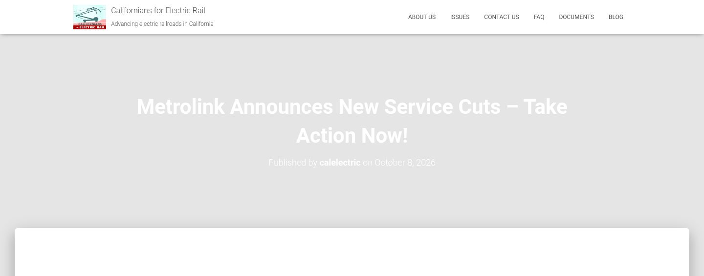 Metrolink announces new service cuts – take action now
