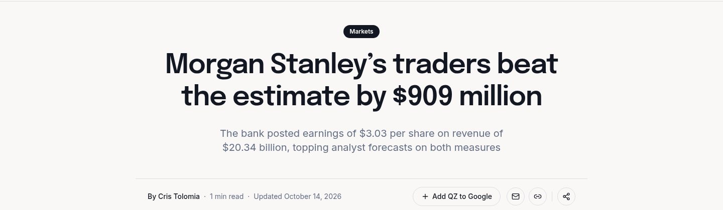 Morgan Stanley Q3 2026 earnings beat Wall Street estimates