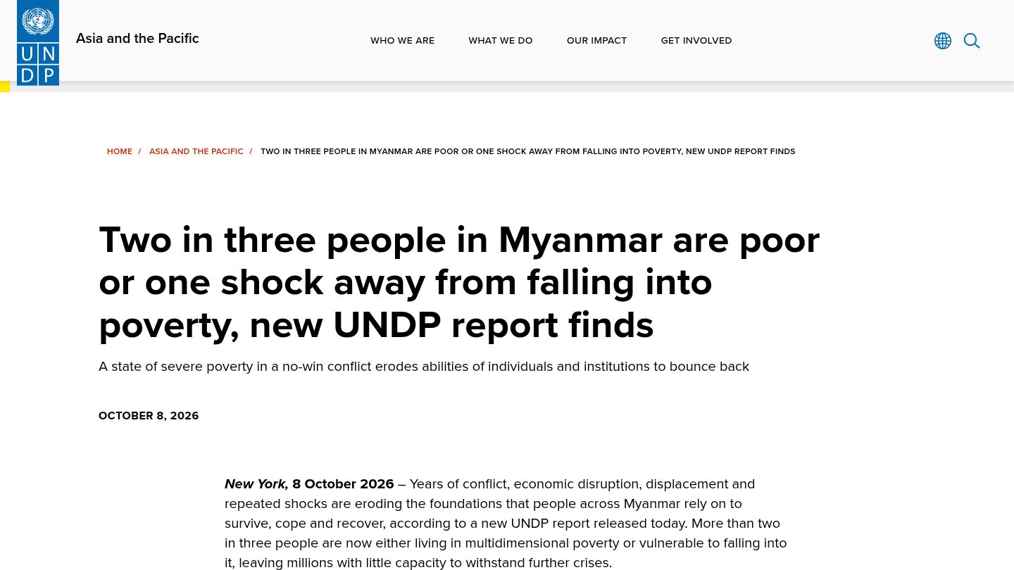 Two in three people in Myanmar are poor or one shock away from falling into poverty