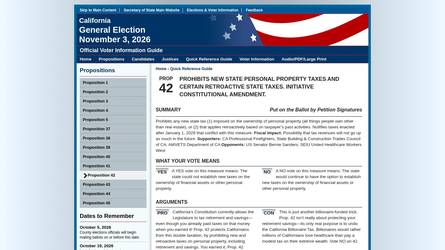 Proposition 42 - Quick-Reference Guide
