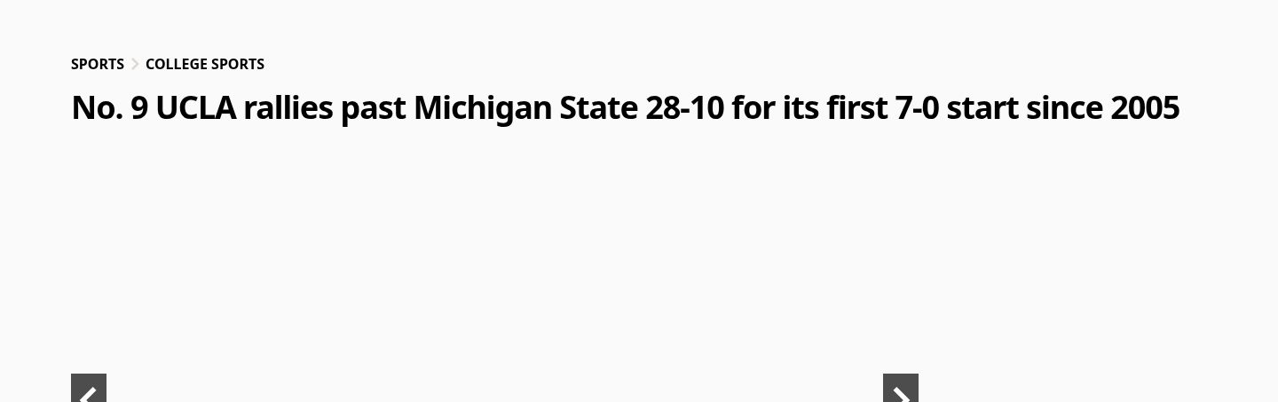 No. 9 UCLA rallies past Michigan State(7-0 start)