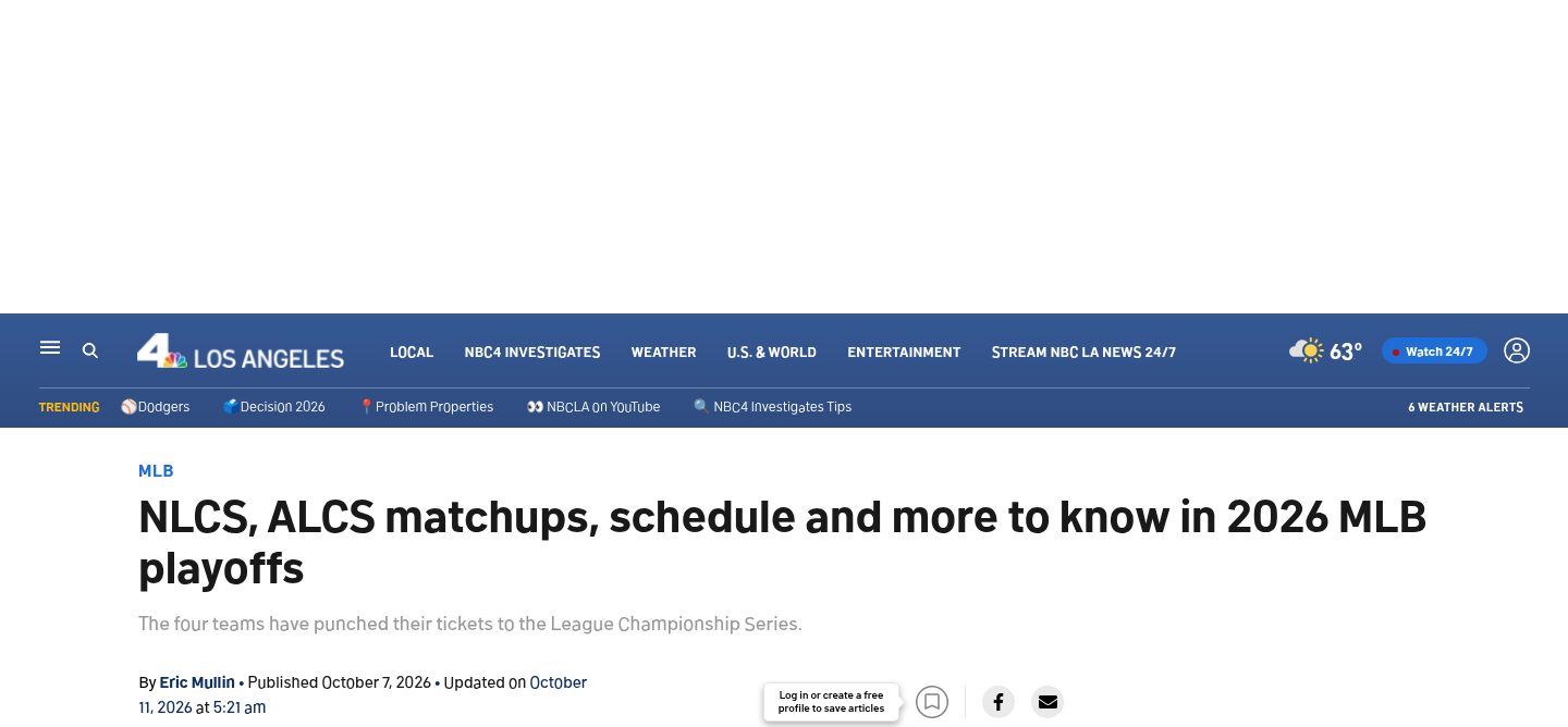 NLCS, ALCS matchups, schedule and more to know in 2026 MLB playoffs