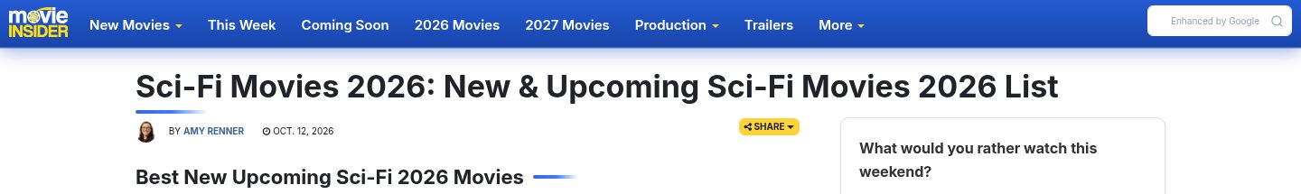 Sci-Fi Movies 2026(含 Terrestrial 10/16、Musk 10/16 等档期)