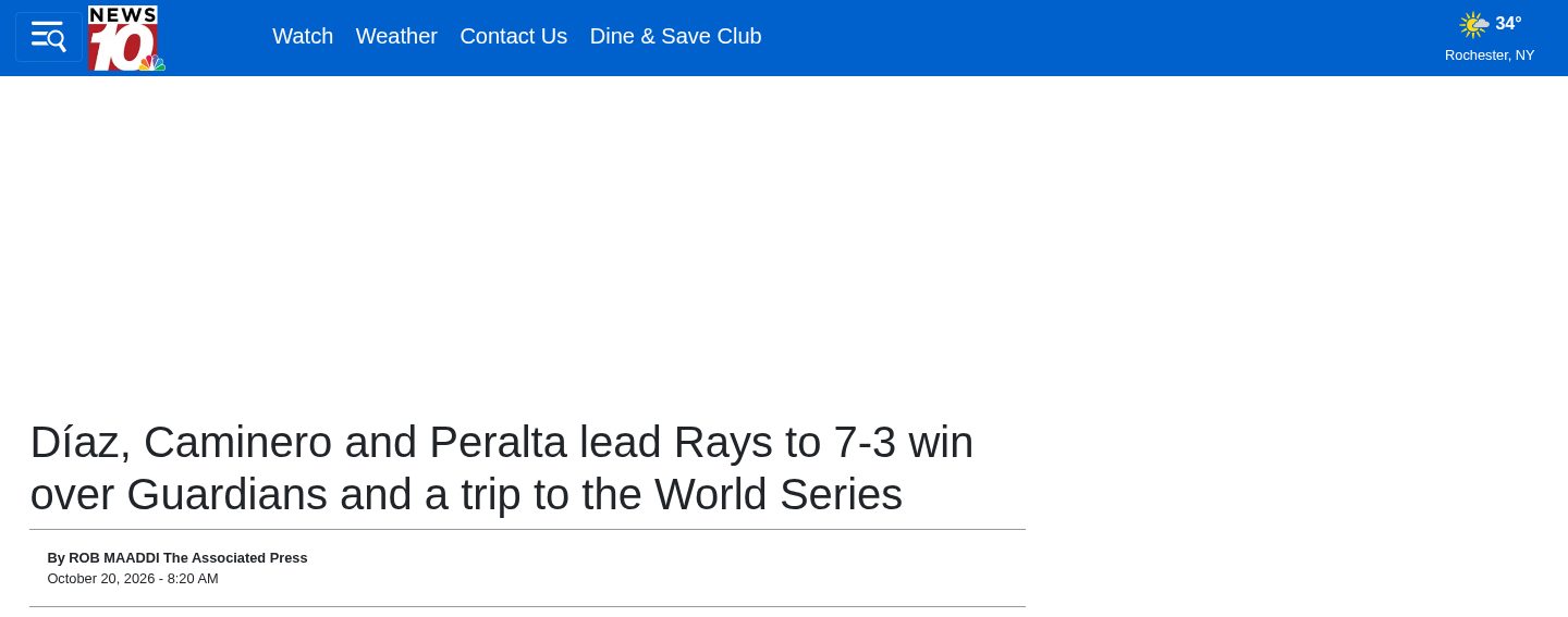 Díaz/Caminero/Peralta lead Rays to 7-3 win（ALCS MVP Peralta）