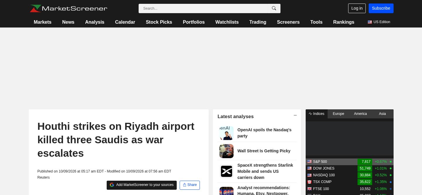 Houthi strikes on Riyadh airport killed three Saudis as war escalates