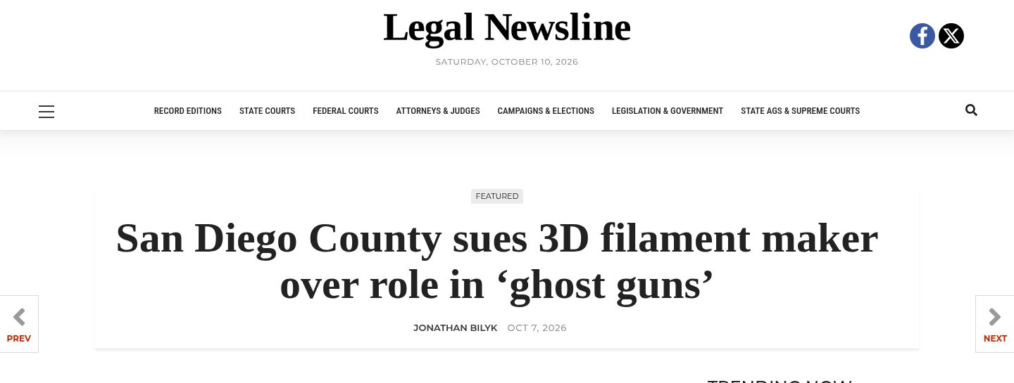 San Diego County sues 3D filament maker over role in 'ghost guns'
