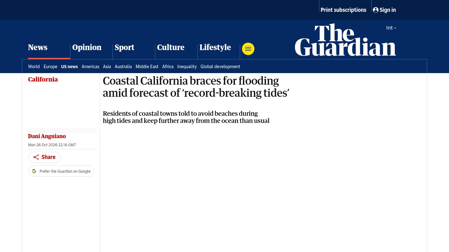 Coastal California braces for flooding amid forecast of 'record-breaking tides'