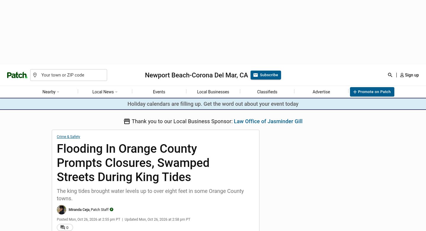 Flooding In Orange County Prompts Closures, Swamped Streets During King Tides