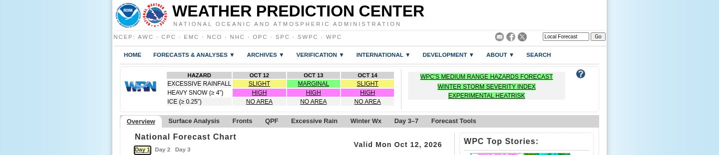 Weather Prediction Center(周中旬降水展望)