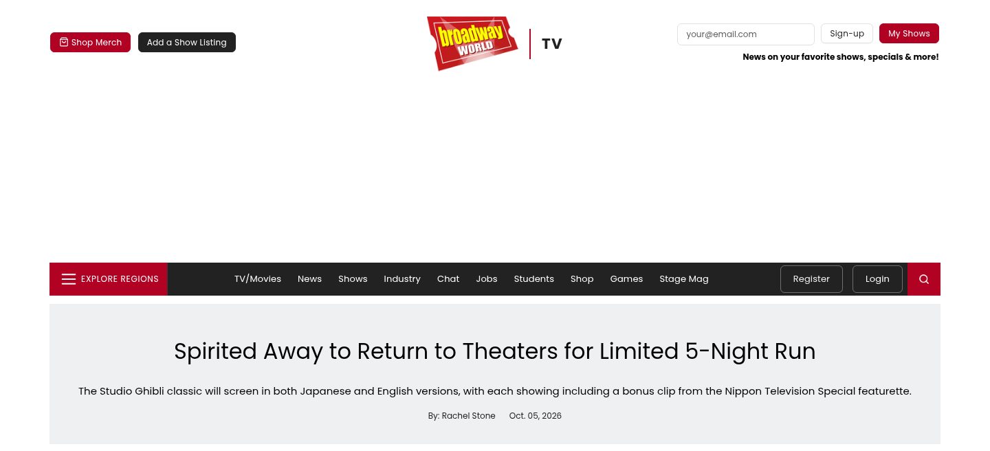 Spirited Away to Return to Theaters for Limited 5 Night Run