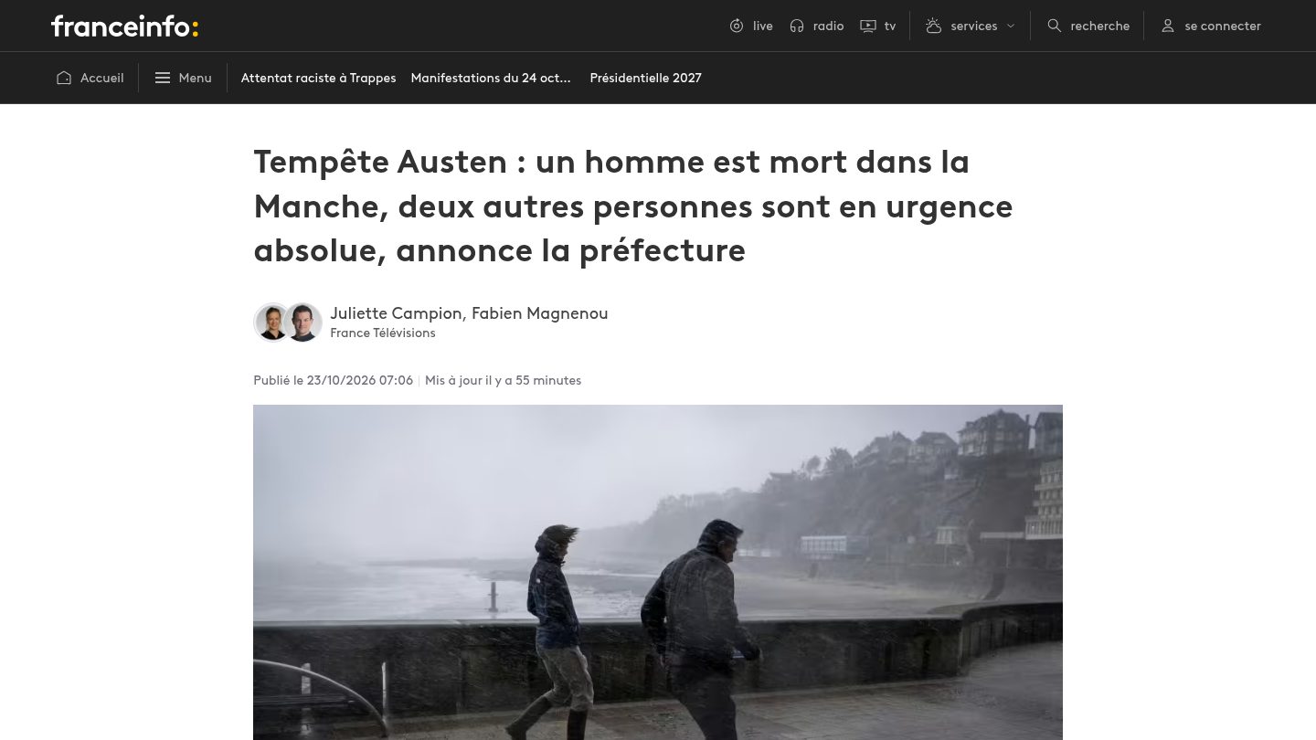 Tempête Austen: 161,000 foyers privés d'électricité